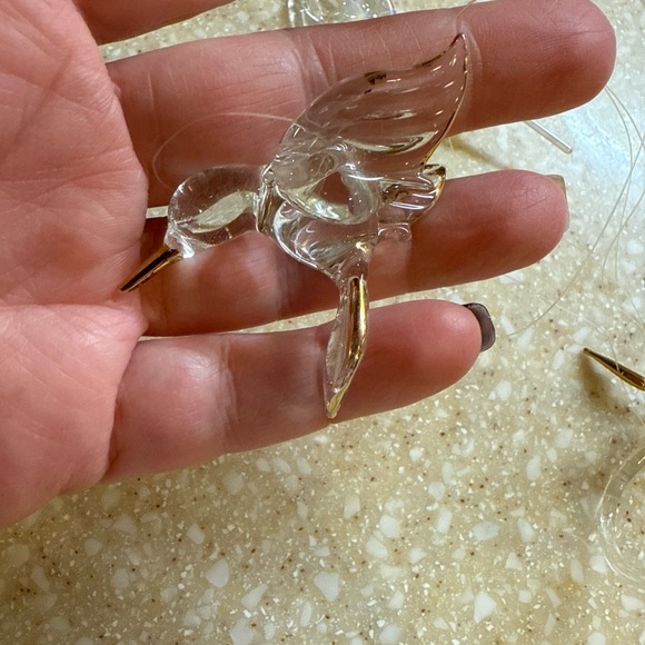 Vintage Blown Glass Hummingbird Figurines Clear Pink Gold Set of 5 - Picture 4 of 16